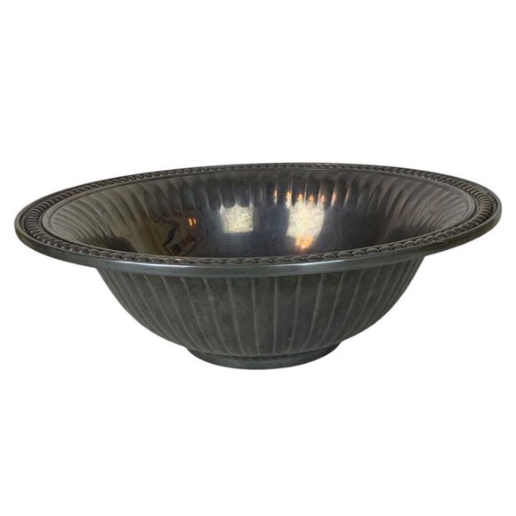 Wilton Armetale Flutes & Pearls Medium 12 inch Vegetable Serving Bowl Pewter - Picture 3 of 7